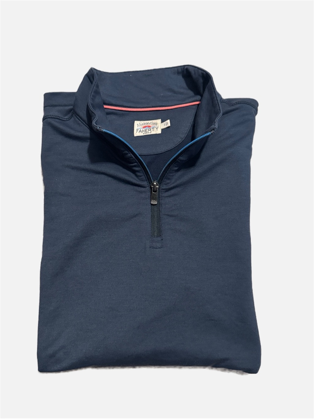 Faherty Movement Quarter Zip Pullover Navy Blue Men's Size S Knit Sweater